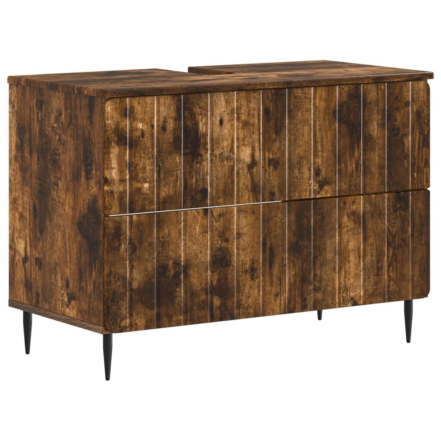 vidaXL 4 Piece Bathroom Cabinet Set ZWOLLE Smoked Oak Engineered Wood