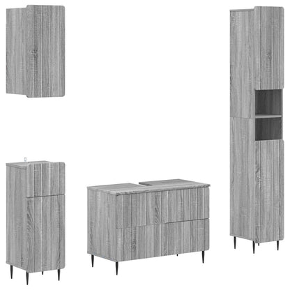 vidaXL 4 Piece Bathroom Cabinet Set ZWOLLE Grey Sonoma Engineered Wood