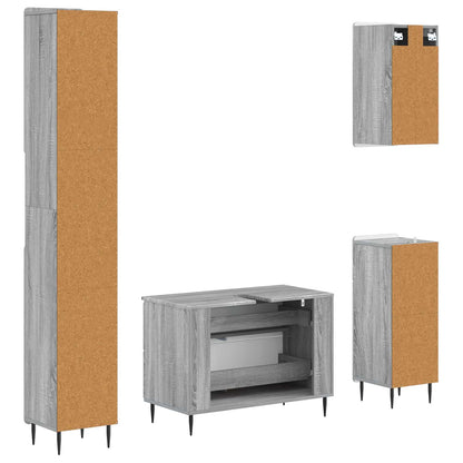 vidaXL 4 Piece Bathroom Cabinet Set ZWOLLE Grey Sonoma Engineered Wood