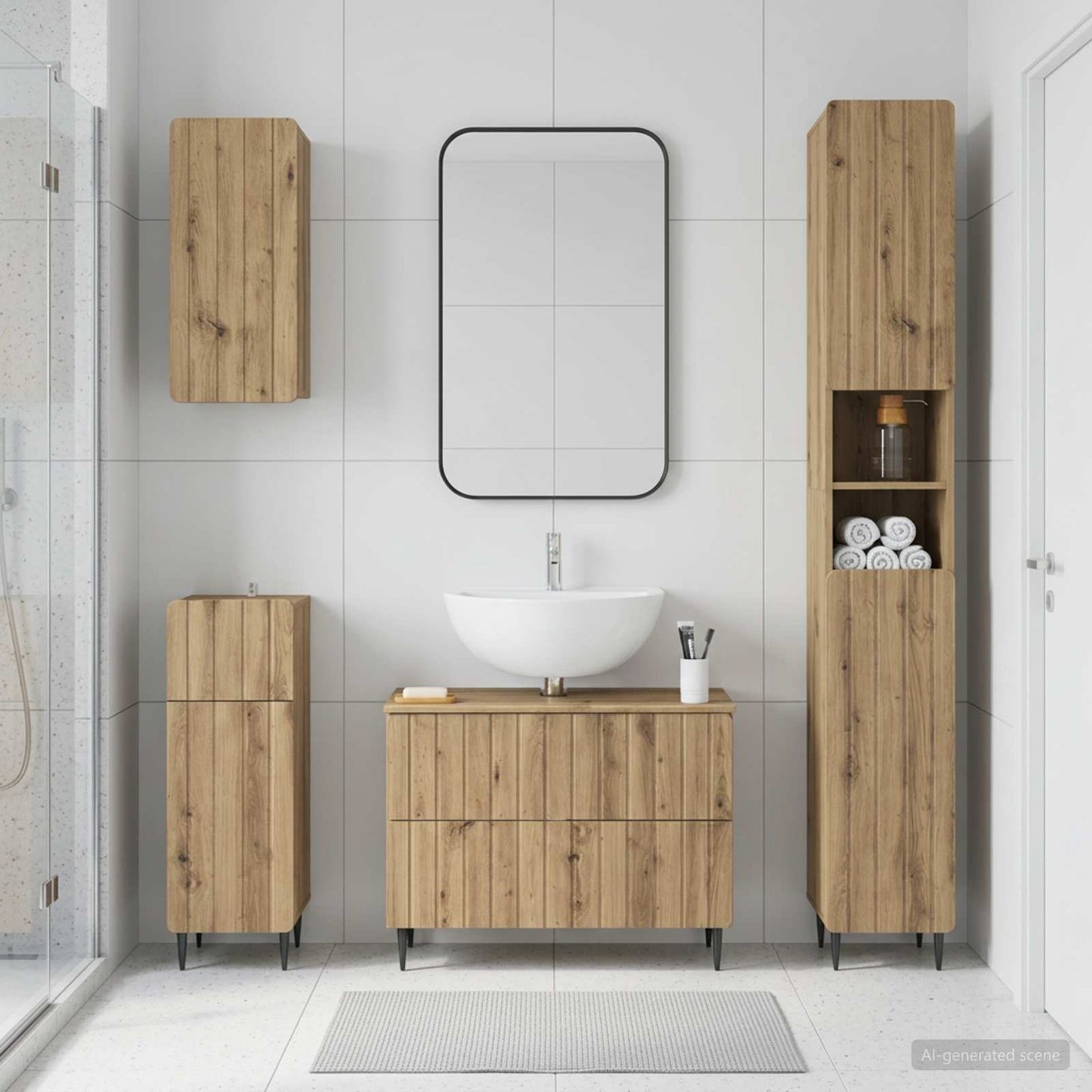 vidaXL 4 Piece Bathroom Cabinet Set ZWOLLE Artisan Oak Engineered Wood