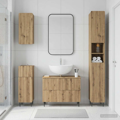 vidaXL 4 Piece Bathroom Cabinet Set ZWOLLE Artisan Oak Engineered Wood