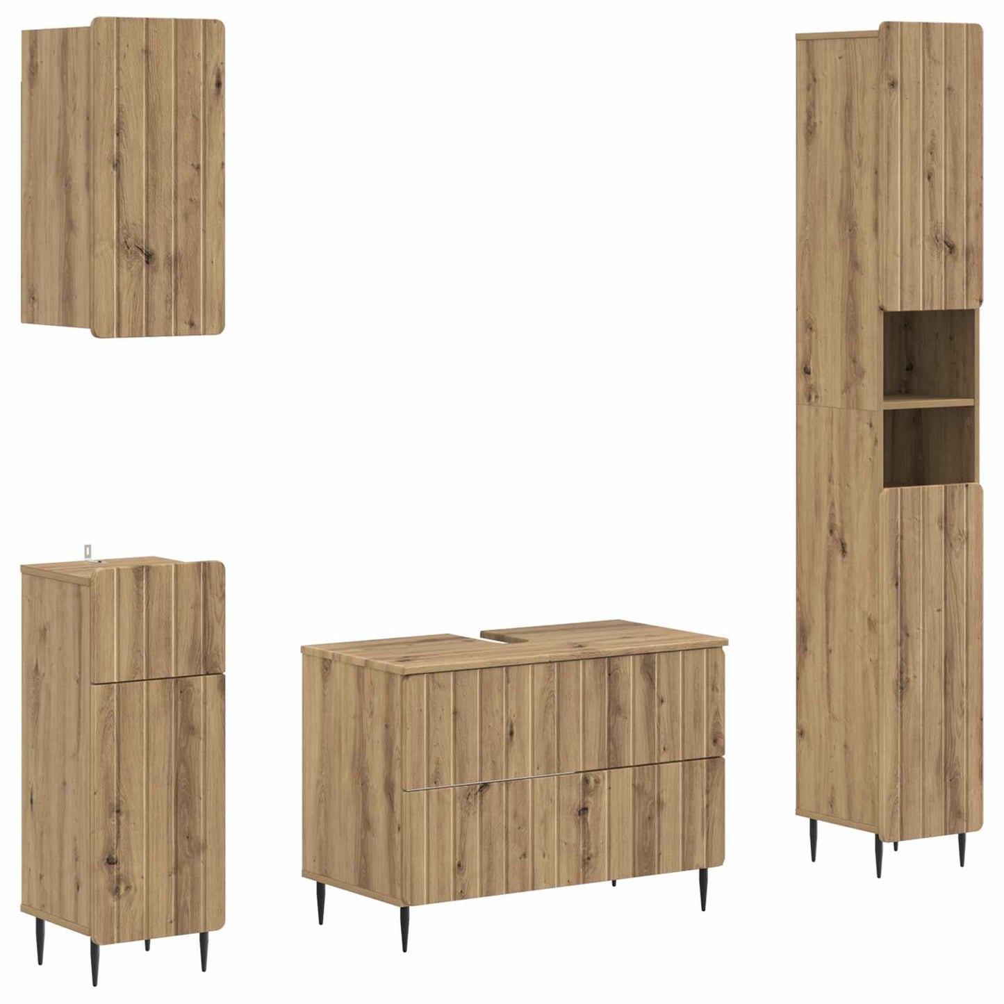 vidaXL 4 Piece Bathroom Cabinet Set ZWOLLE Artisan Oak Engineered Wood