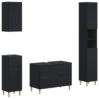 vidaXL 4 Piece Bathroom Cabinet Set ARNHEM Black Engineered Wood