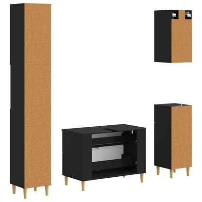 vidaXL 4 Piece Bathroom Cabinet Set ARNHEM Black Engineered Wood