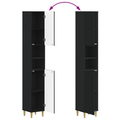 vidaXL 4 Piece Bathroom Cabinet Set ARNHEM Black Engineered Wood