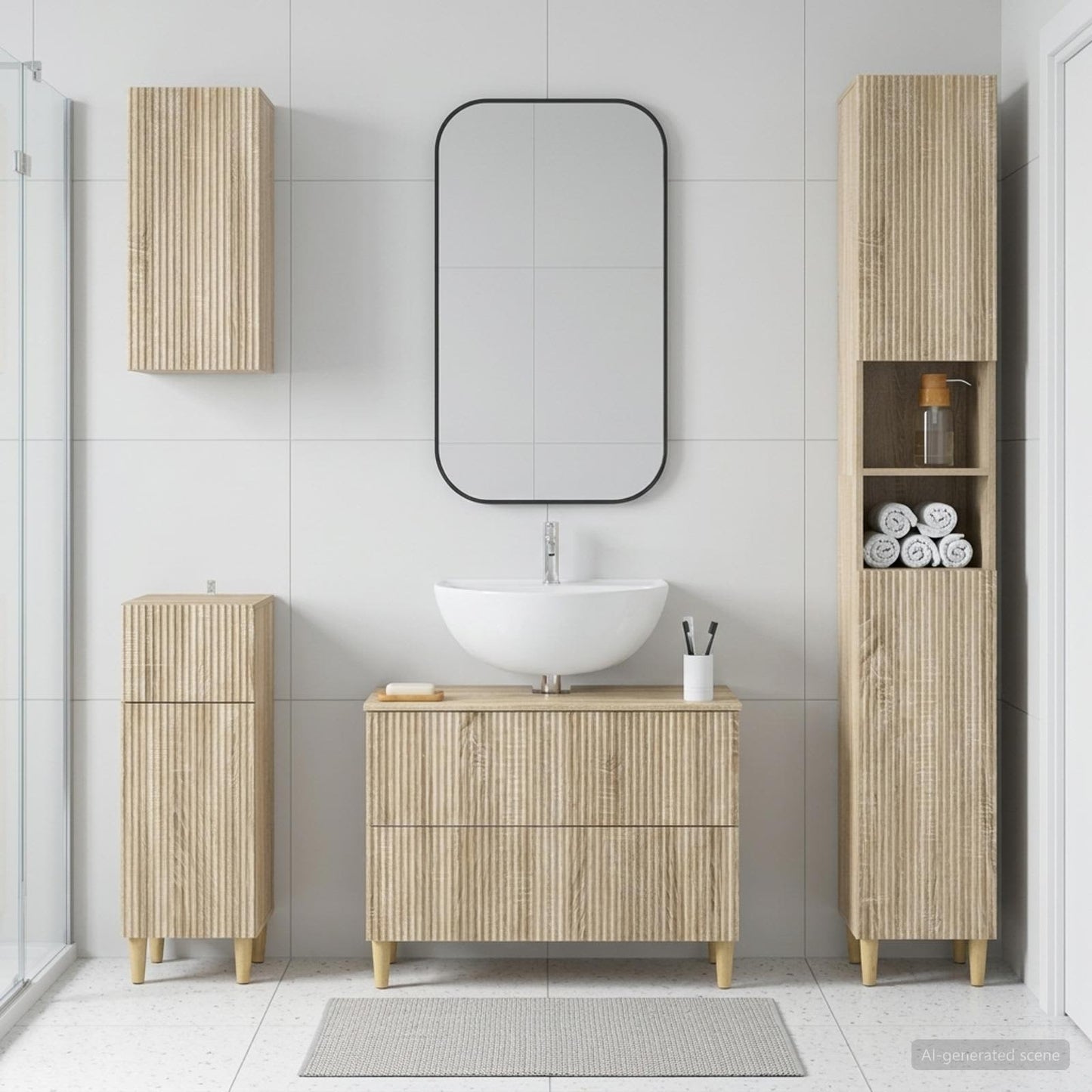 vidaXL 4 Piece Bathroom Cabinet Set ARNHEM Sonoma Oak Engineered Wood