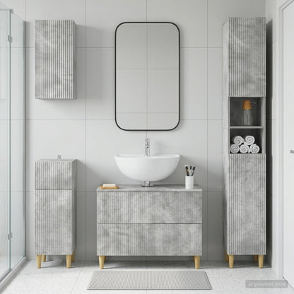 vidaXL 4 Piece Bathroom Cabinet Set ARNHEM Concrete Grey