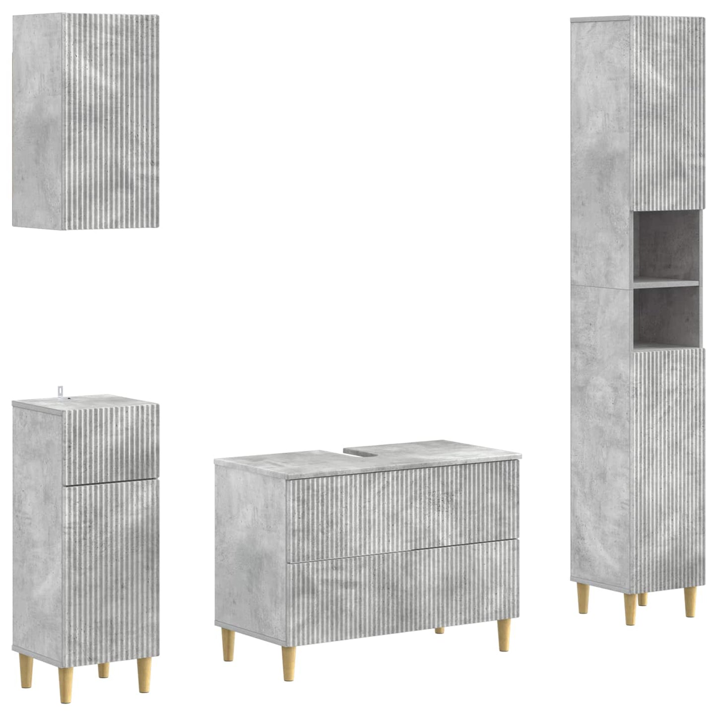 vidaXL 4 Piece Bathroom Cabinet Set ARNHEM Concrete Grey