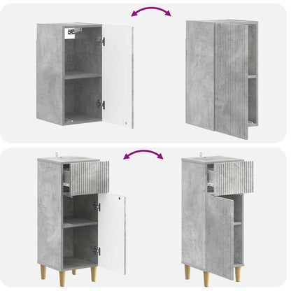 vidaXL 4 Piece Bathroom Cabinet Set ARNHEM Concrete Grey