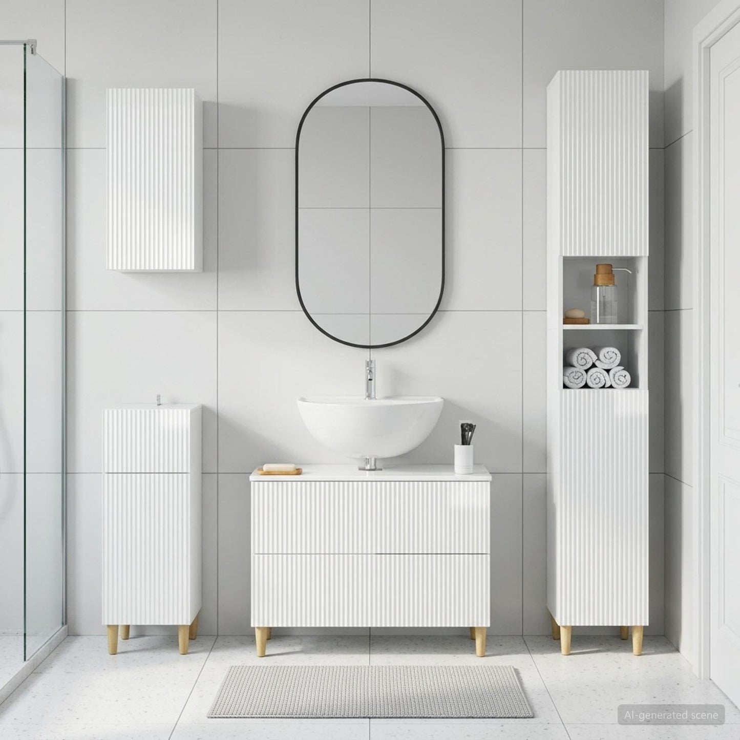 vidaXL 4 Piece Bathroom Cabinet Set ARNHEM High Gloss White