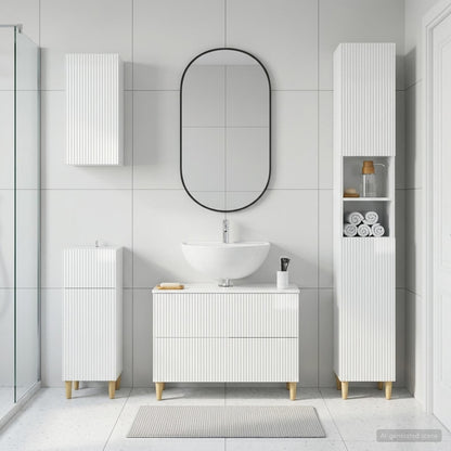 vidaXL 4 Piece Bathroom Cabinet Set ARNHEM High Gloss White
