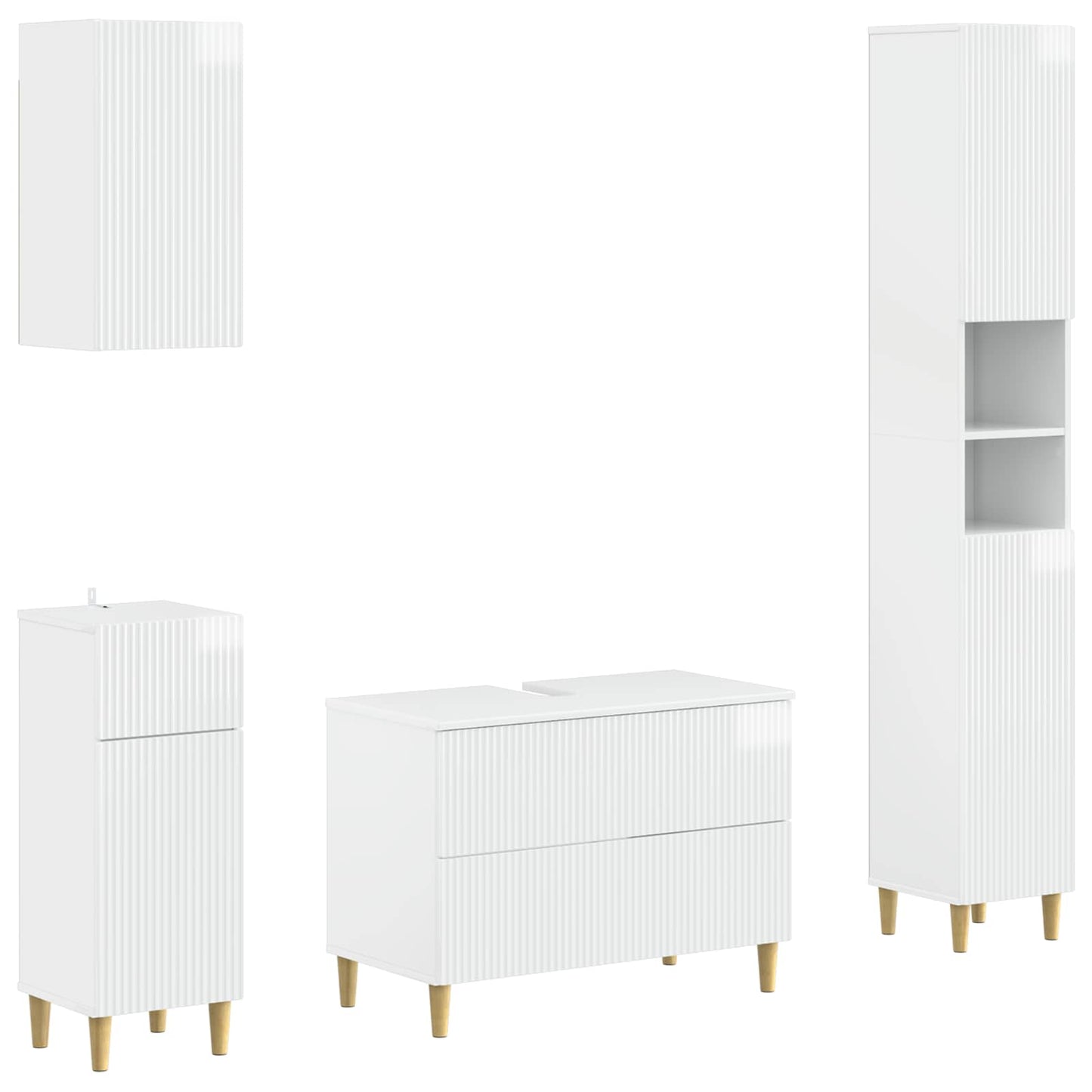vidaXL 4 Piece Bathroom Cabinet Set ARNHEM High Gloss White
