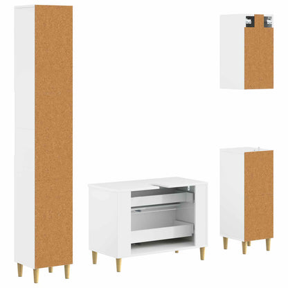 vidaXL 4 Piece Bathroom Cabinet Set ARNHEM High Gloss White