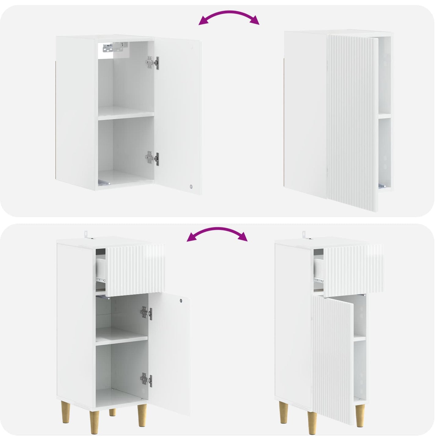 vidaXL 4 Piece Bathroom Cabinet Set ARNHEM High Gloss White