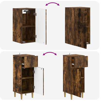 vidaXL 4 Piece Bathroom Cabinet Set ARNHEM Smoked Oak Engineered Wood