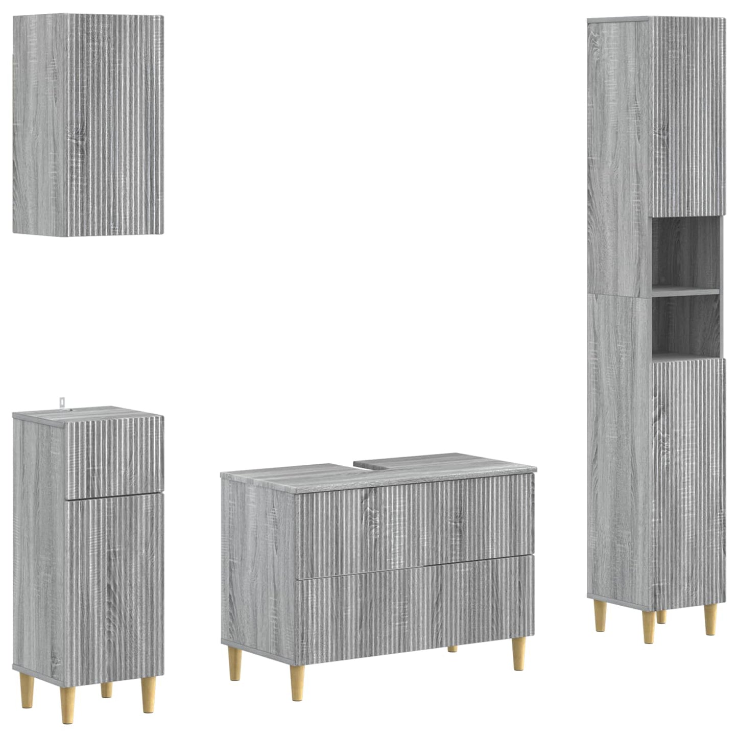 vidaXL 4 Piece Bathroom Cabinet Set ARNHEM Grey Sonoma Engineered Wood