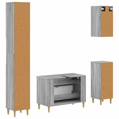 vidaXL 4 Piece Bathroom Cabinet Set ARNHEM Grey Sonoma Engineered Wood