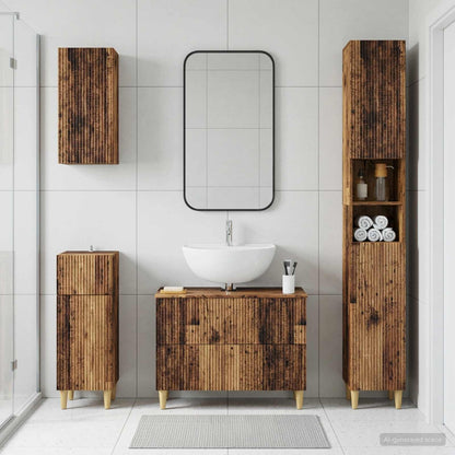 vidaXL 4 Piece Bathroom Cabinet Set ARNHEM Old Wood Engineered Wood
