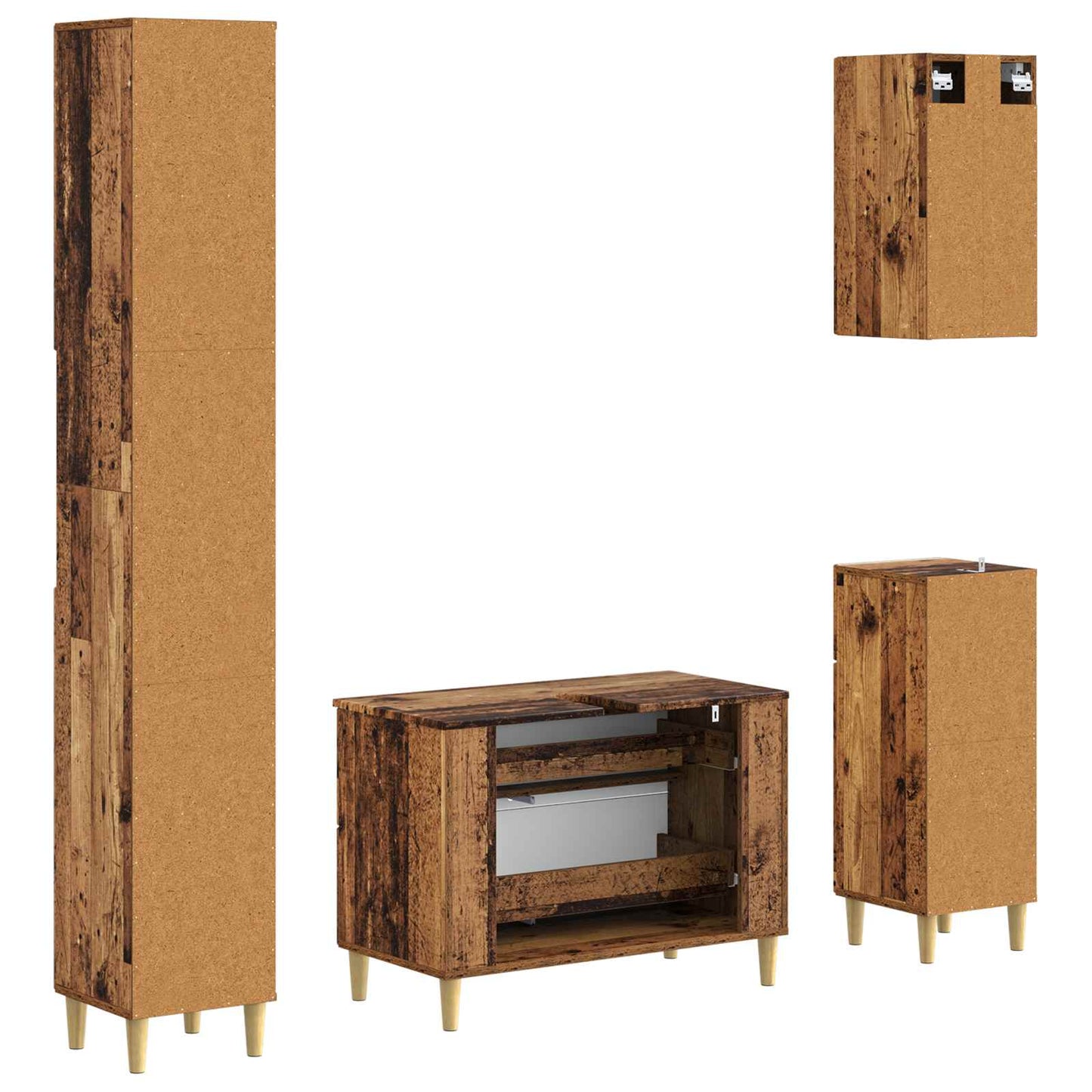 vidaXL 4 Piece Bathroom Cabinet Set ARNHEM Old Wood Engineered Wood