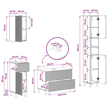 vidaXL 4 Piece Bathroom Cabinet Set ARNHEM Old Wood Engineered Wood