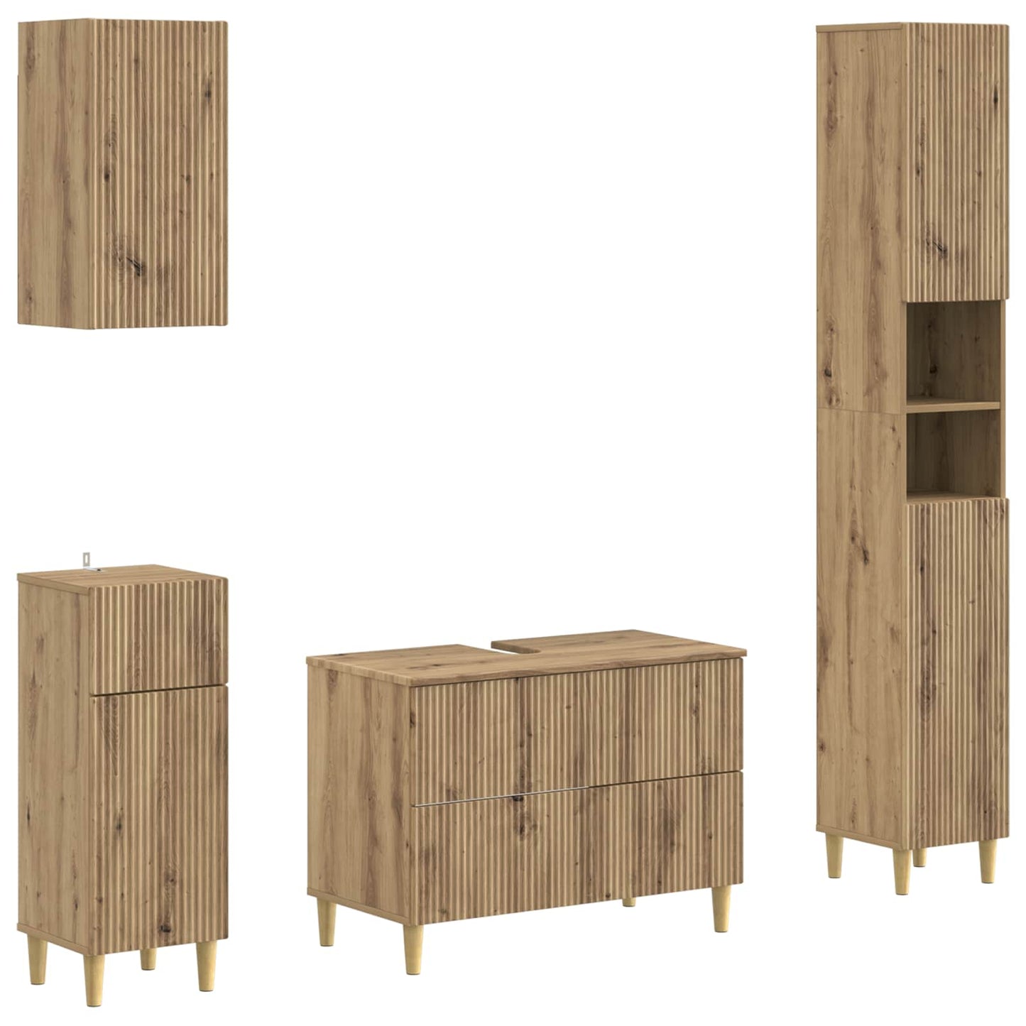 vidaXL 4 Piece Bathroom Cabinet Set ARNHEM Artisan Oak Engineered Wood