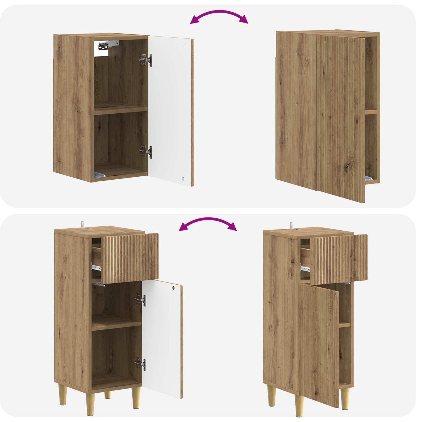 vidaXL 4 Piece Bathroom Cabinet Set ARNHEM Artisan Oak Engineered Wood
