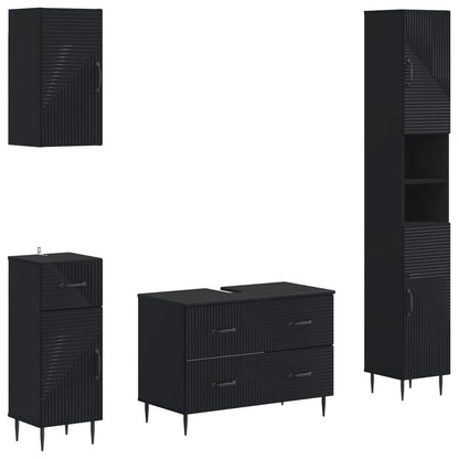 vidaXL 4 Piece Bathroom Cabinet Set HAARLEM Black Engineered Wood