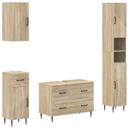 vidaXL 4 Piece Bathroom Cabinet Set HAARLEM Sonoma Oak Engineered Wood