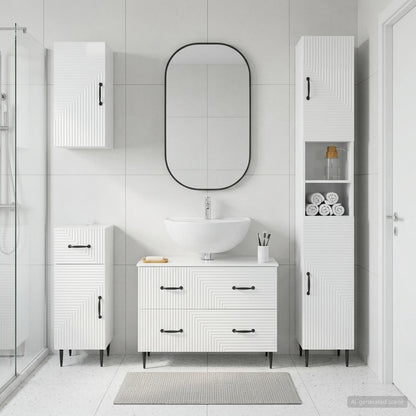 vidaXL 4 Piece Bathroom Cabinet Set HAARLEM High Gloss White