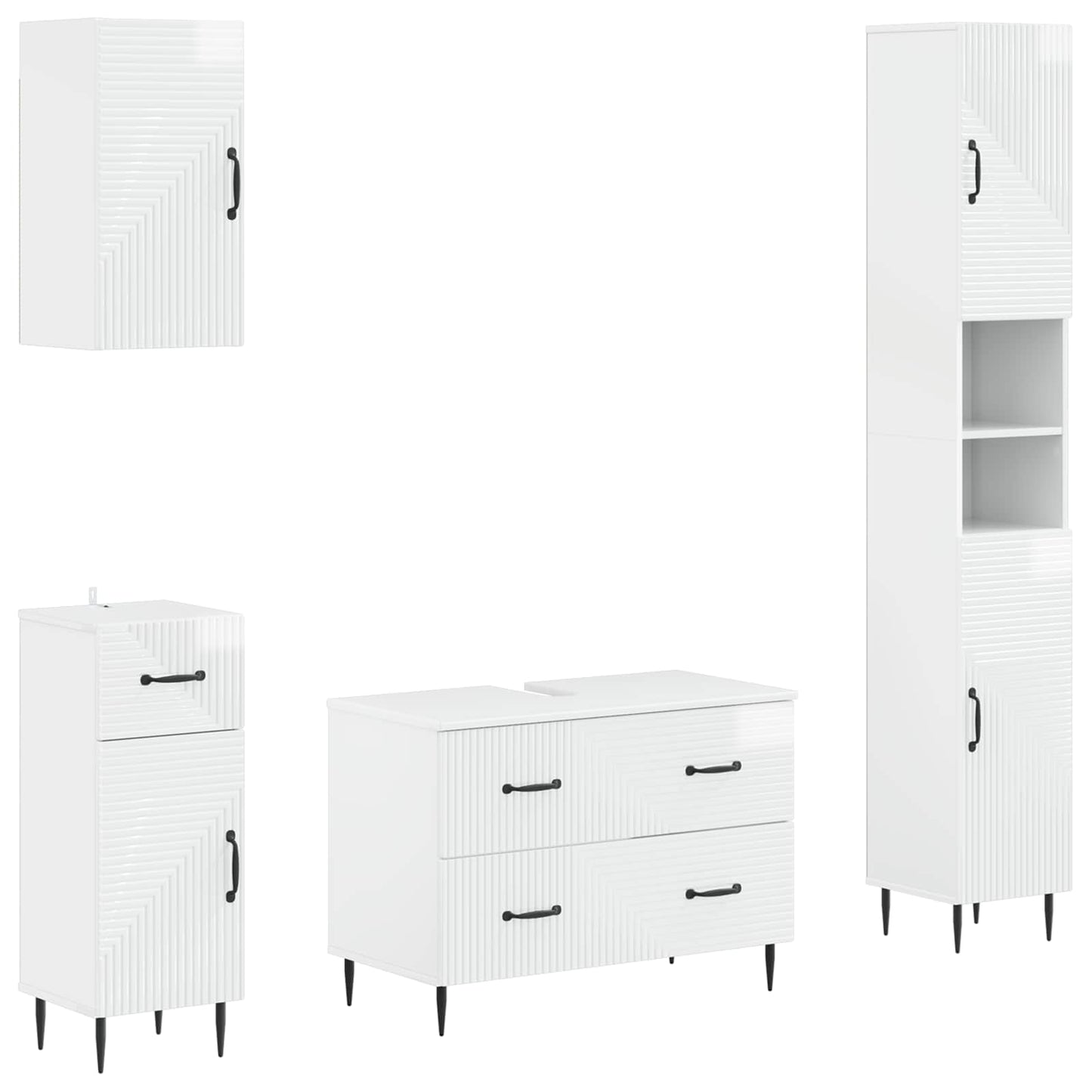 vidaXL 4 Piece Bathroom Cabinet Set HAARLEM High Gloss White