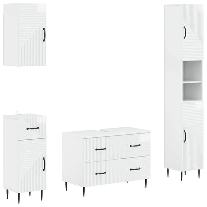 vidaXL 4 Piece Bathroom Cabinet Set HAARLEM High Gloss White