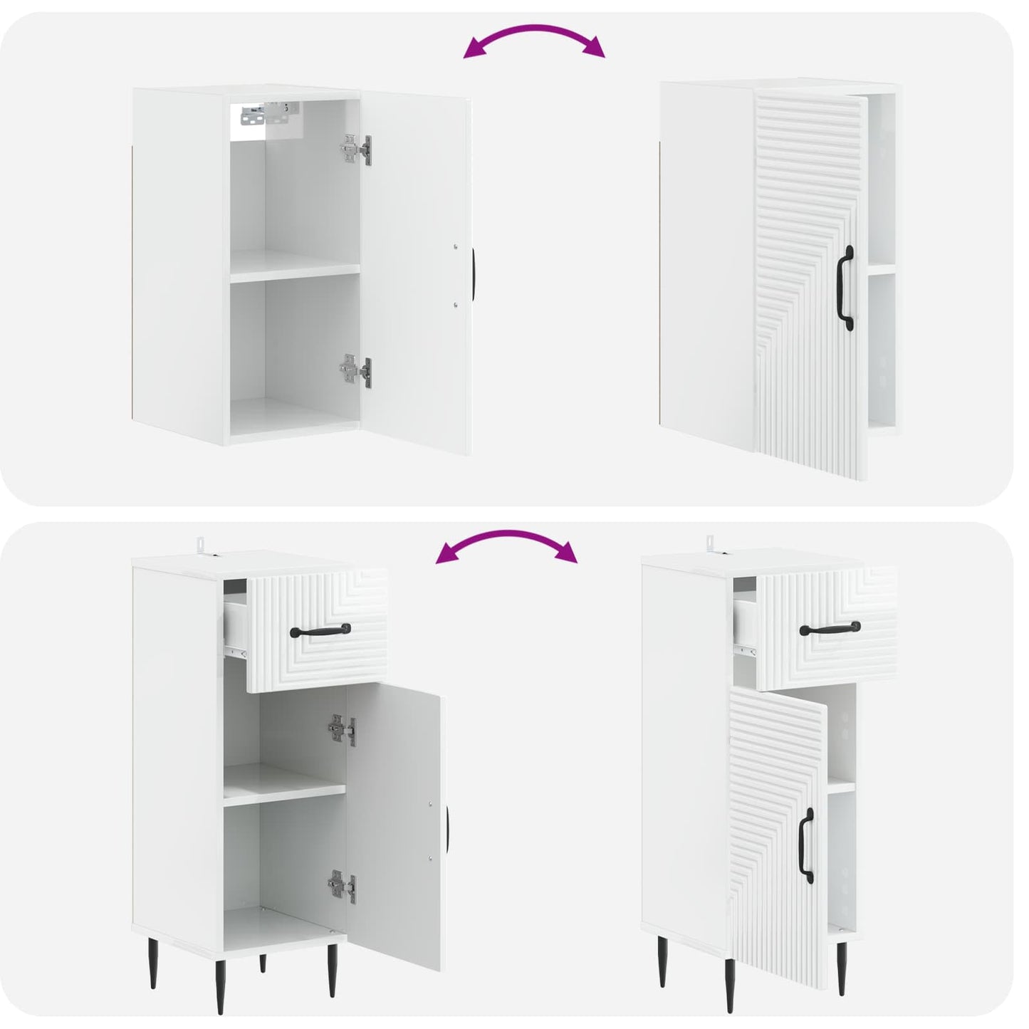 vidaXL 4 Piece Bathroom Cabinet Set HAARLEM High Gloss White