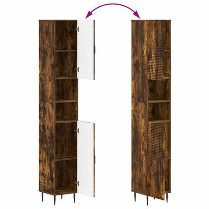 vidaXL 4 Piece Bathroom Cabinet Set HAARLEM Smoked Oak Engineered Wood