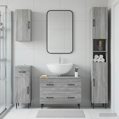 vidaXL 4 Piece Bathroom Cabinet Set HAARLEM Grey Sonoma
