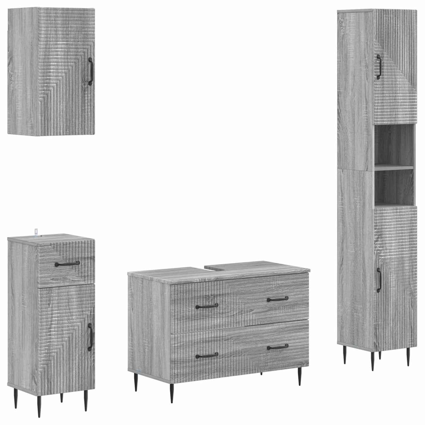 vidaXL 4 Piece Bathroom Cabinet Set HAARLEM Grey Sonoma