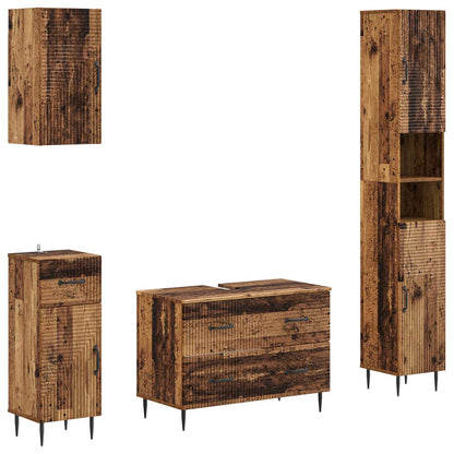 vidaXL 4 Piece Bathroom Cabinet Set HAARLEM Old Wood Engineered Wood