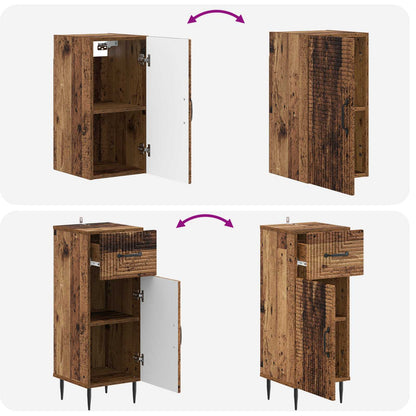 vidaXL 4 Piece Bathroom Cabinet Set HAARLEM Old Wood Engineered Wood