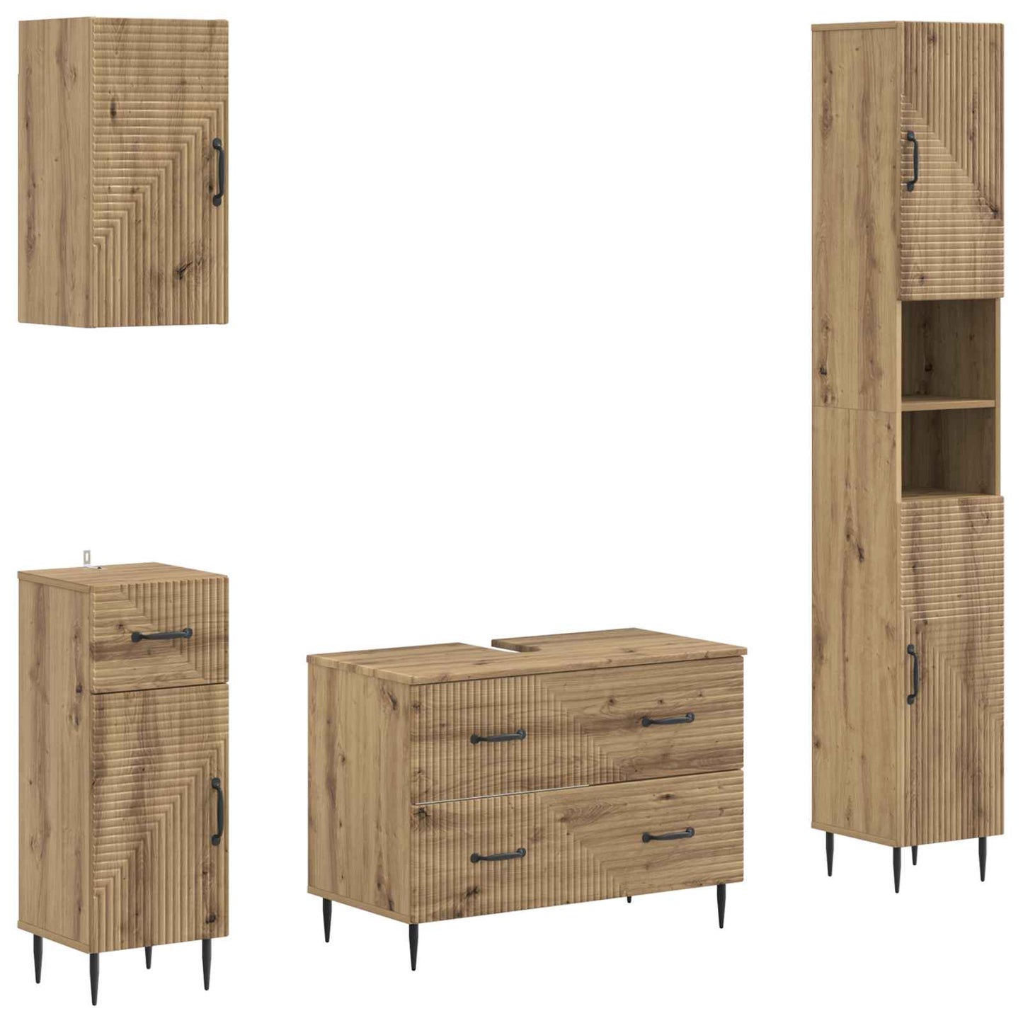 vidaXL 4 Piece Bathroom Cabinet Set HAARLEM Artisan Oak