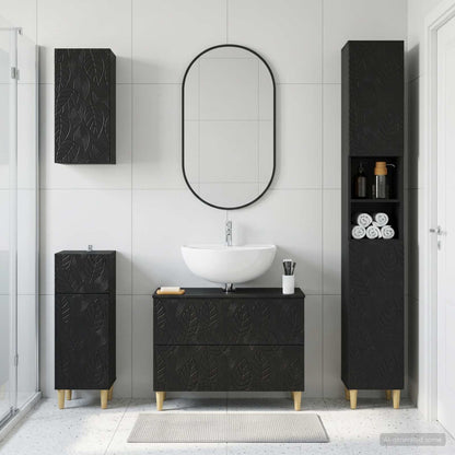 vidaXL 4 Piece Bathroom Cabinet Set DELFT Black Engineered Wood