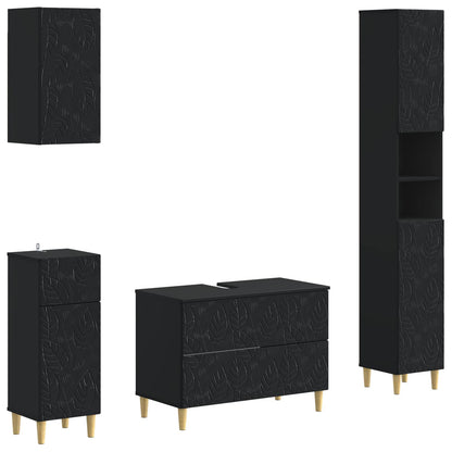 vidaXL 4 Piece Bathroom Cabinet Set DELFT Black Engineered Wood
