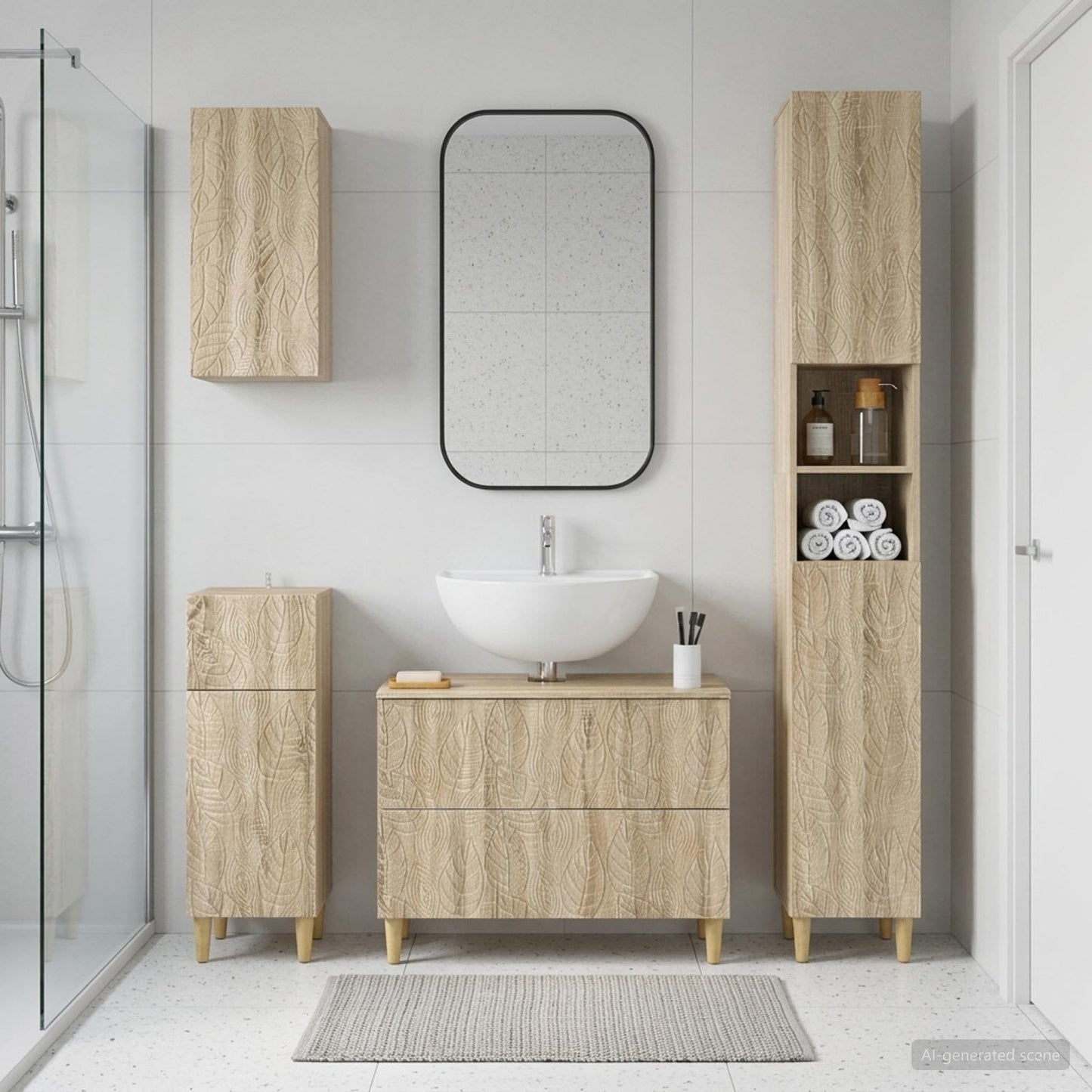 vidaXL 4 Piece Bathroom Cabinet Set DELFT Sonoma Oak Engineered Wood