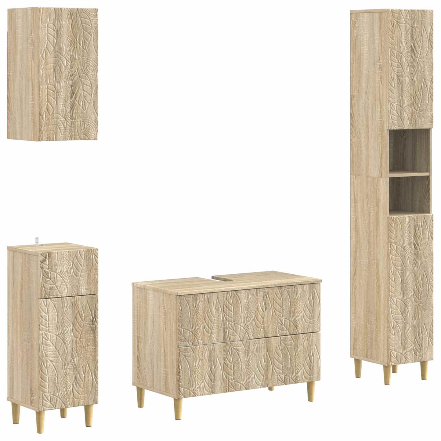 vidaXL 4 Piece Bathroom Cabinet Set DELFT Sonoma Oak Engineered Wood