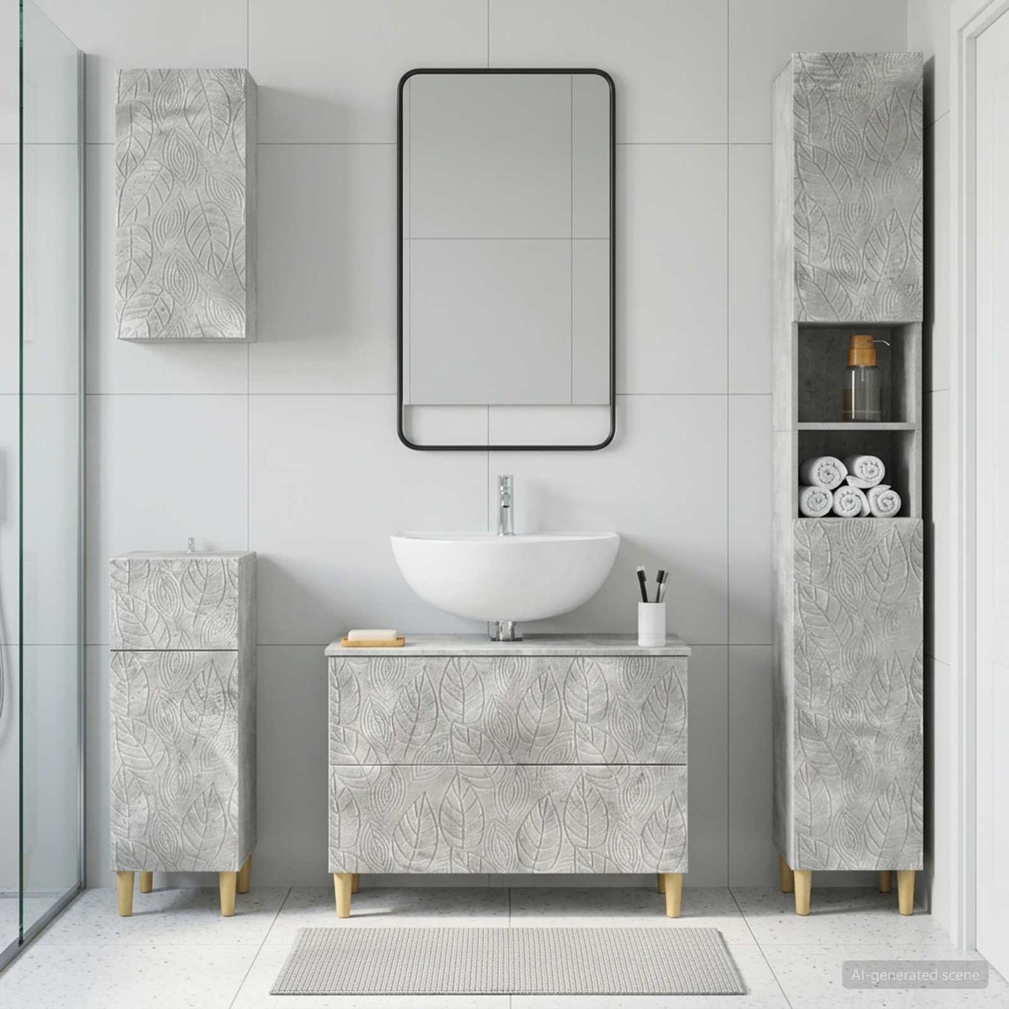 vidaXL 4 Piece Bathroom Cabinet Set DELFT Concrete Grey