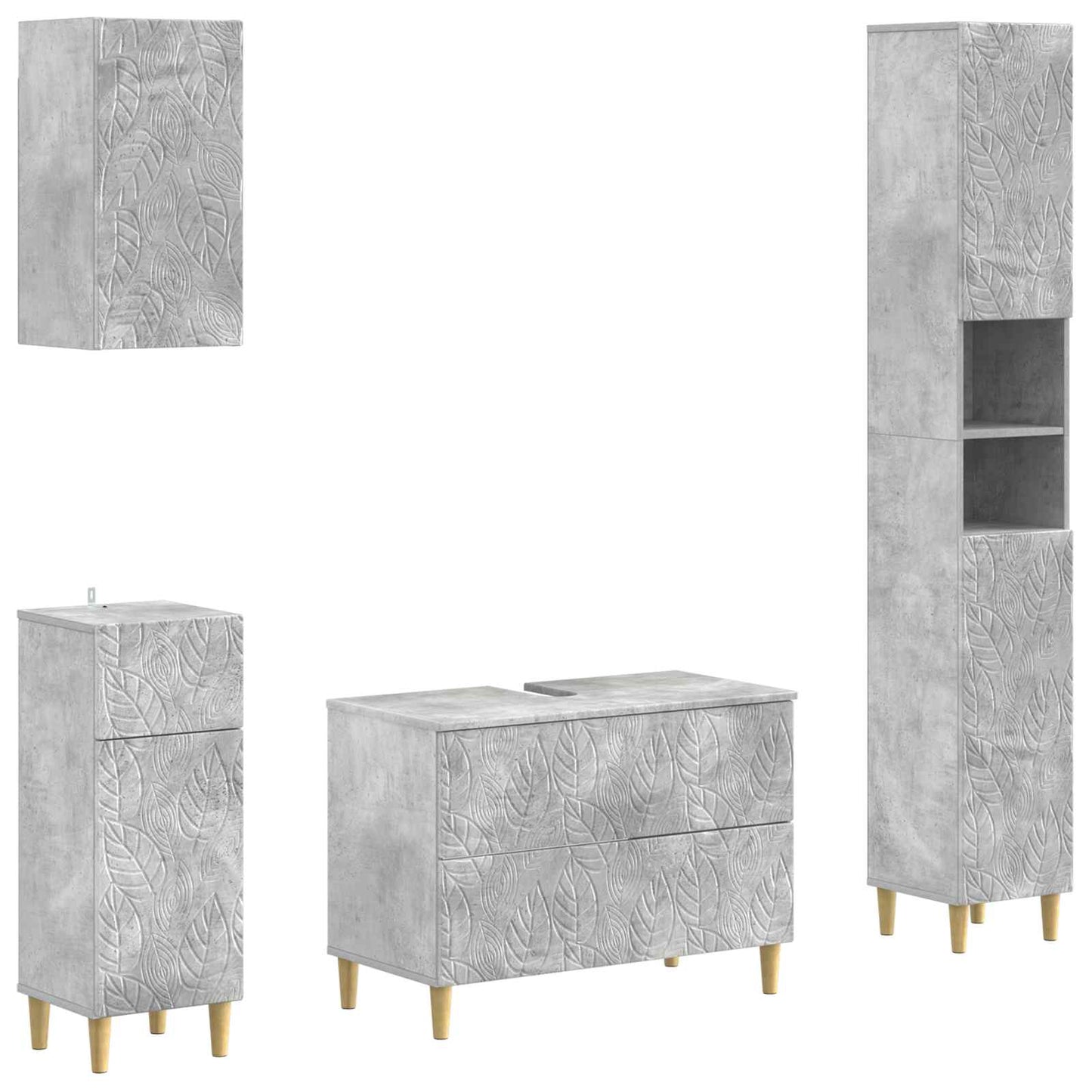 vidaXL 4 Piece Bathroom Cabinet Set DELFT Concrete Grey