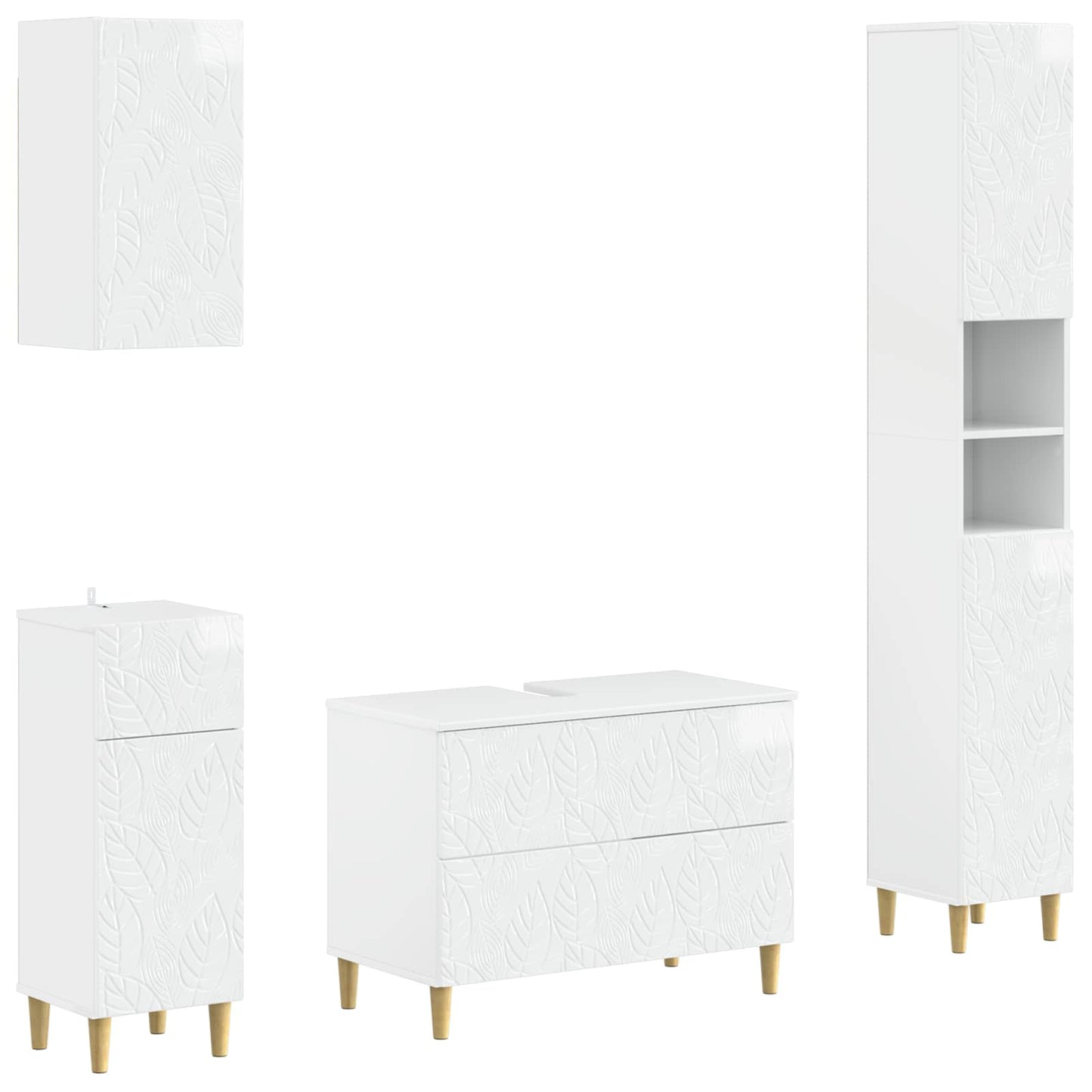 vidaXL 4 Piece Bathroom Cabinet Set DELFT High Gloss White