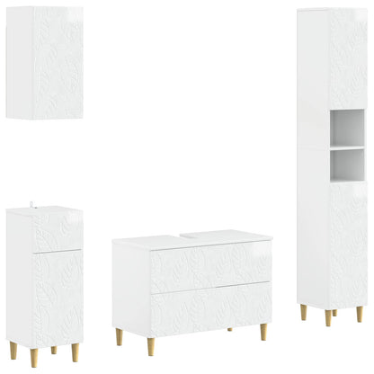 vidaXL 4 Piece Bathroom Cabinet Set DELFT High Gloss White