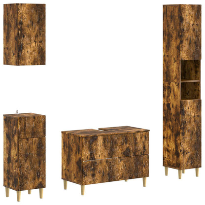 vidaXL 4 Piece Bathroom Cabinet Set DELFT Smoked Oak Engineered Wood
