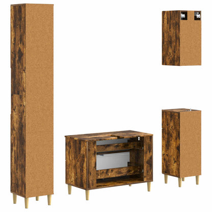 vidaXL 4 Piece Bathroom Cabinet Set DELFT Smoked Oak Engineered Wood
