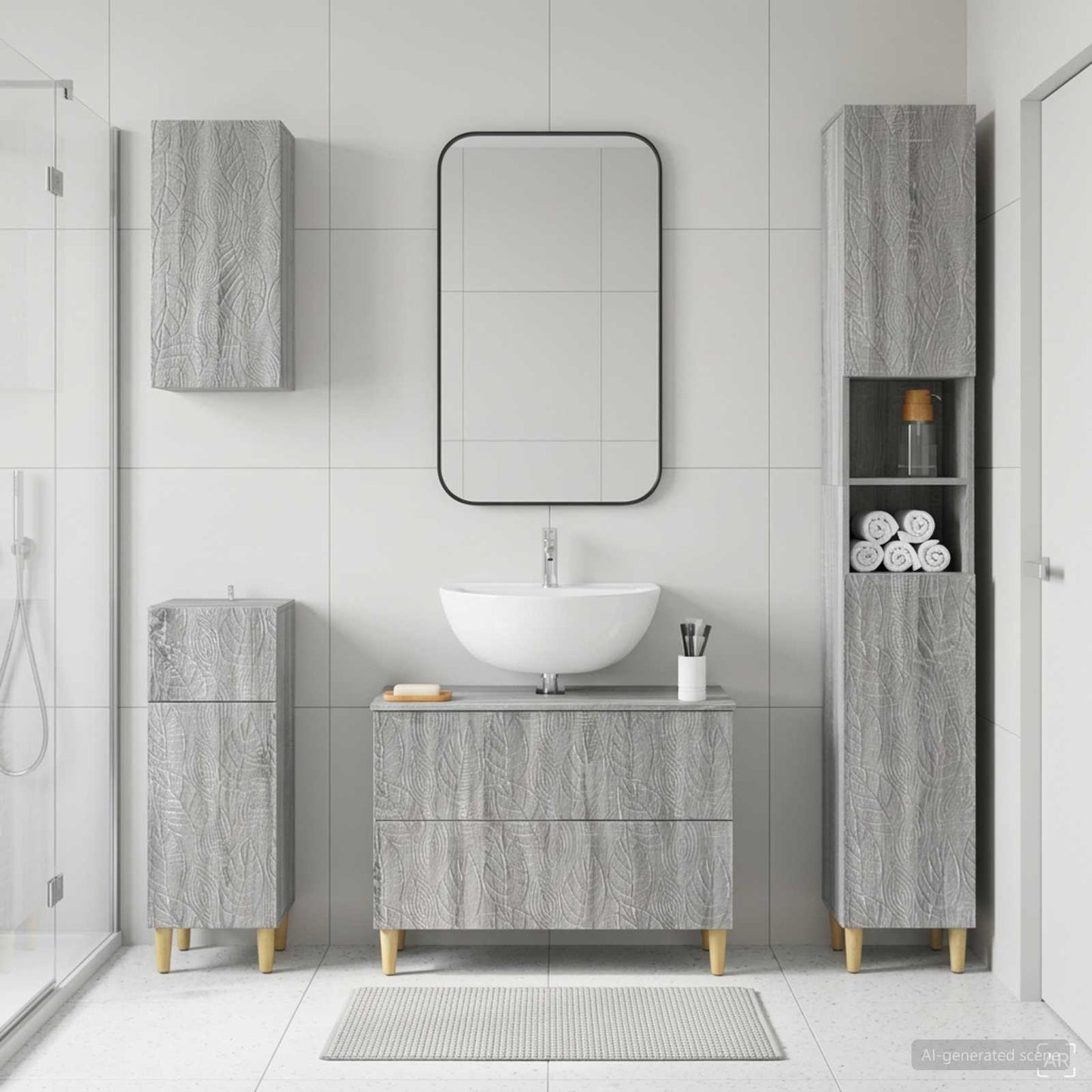 vidaXL 4 Piece Bathroom Cabinet Set DELFT Grey Sonoma Engineered Wood