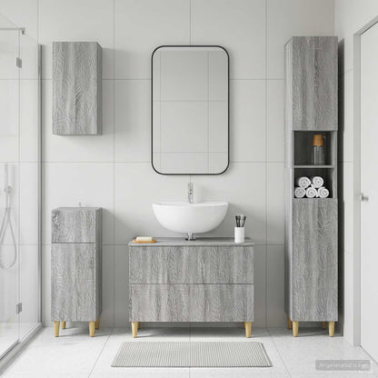 vidaXL 4 Piece Bathroom Cabinet Set DELFT Grey Sonoma Engineered Wood